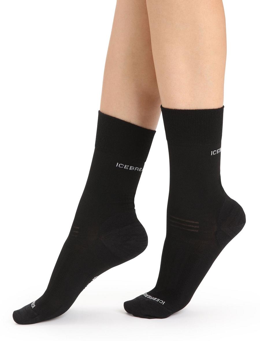 Black Women\'s Icebreaker Merino Hike Liner Crew Socks | USA 1413UZGT